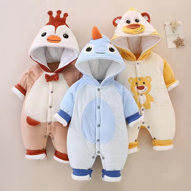 新款婴幼童冬季加厚休闲外出服舒适男女宝宝连体保暖分腿睡衣