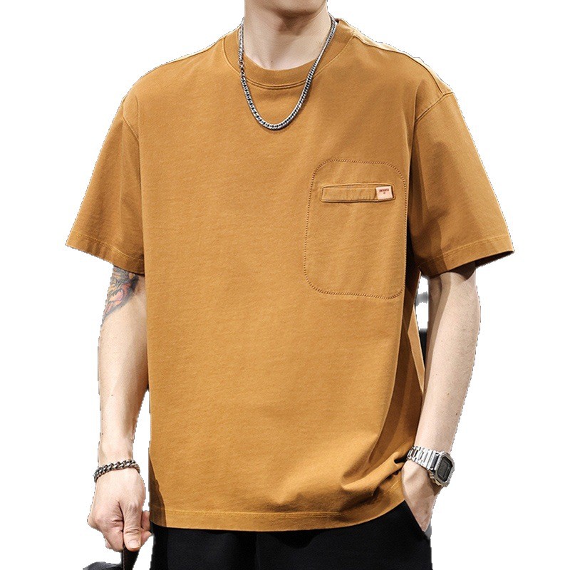 American retro trendy brand short-sleeved T-shirts for men's summer 2025 new large-sized high-end clothing, heavyweight men's T-shirts Item Picture