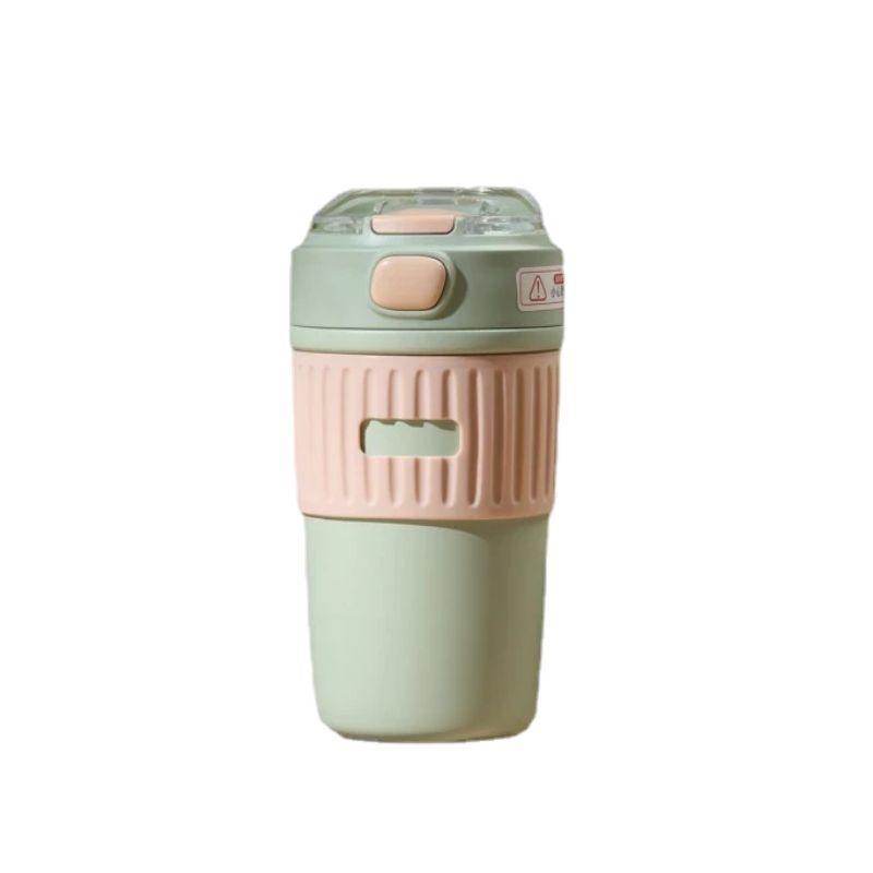Di Yi Double Drink Thermos Cup Girls Accompanying Coffee Cup High Appearance Level Portable External Ceramic Inner Tube Straw Water Cup Item Picture