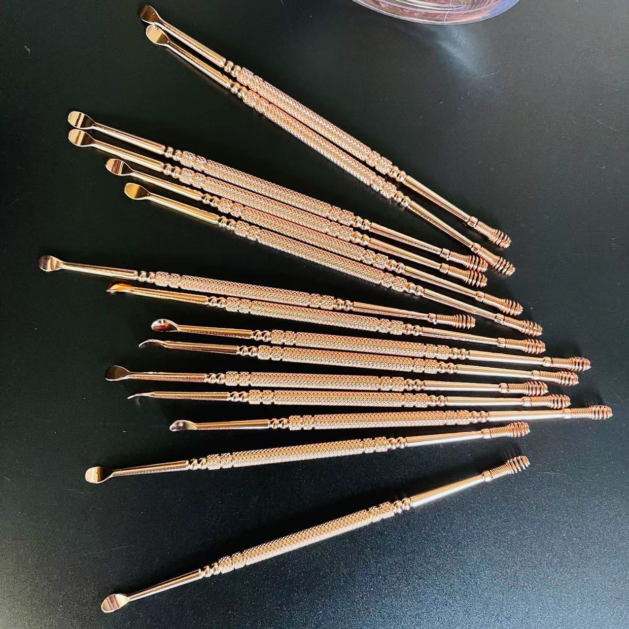 【 Zone 1-4 】 Rose gold ear scoops 100/ bucket 4000/ piece, new rose gold ear pickles, spiral ear scoops, spring ear scoops, double-head dual-purpose ear picking, 2 yuan supply Specification image