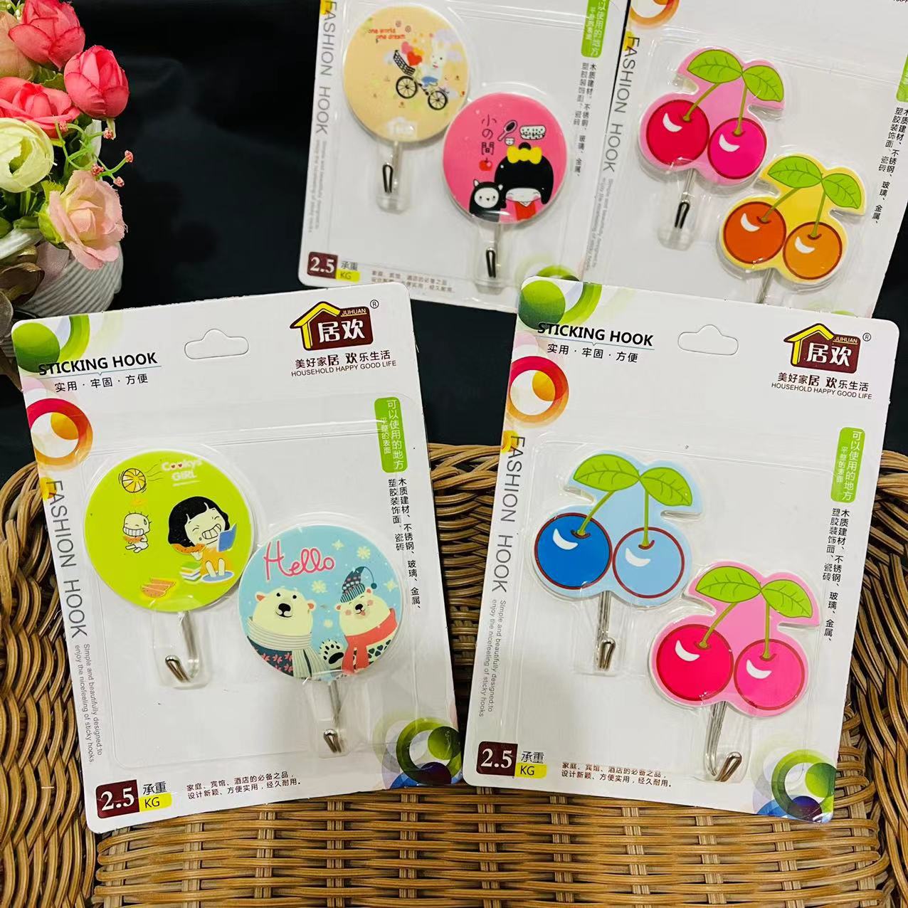 【 Zone 2-12 】 Juhuan 【2 Pieces 】 Adhesive Hooks 300 per box, 2 pieces, adhesive hook, no need for drilling, Adhesive hook, seamless and transparent, kitchen and bathroom door back hook, adhesive wall Application Scenario