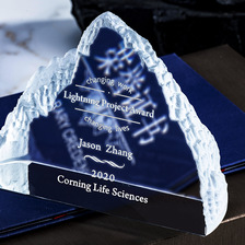 水晶玻璃【水晶冰山】创意冰山造型水晶奖杯比赛活动年会奖杯桌面摆件
