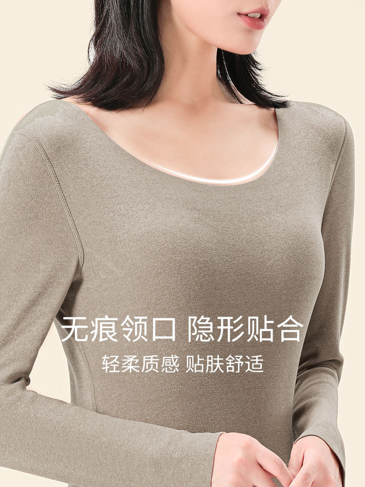 De Rong thermal insulation set underwear for women in autumn and winter, with thickened fleece, self-heating, constant temperature base, and seamless thermal underwear Specification image
