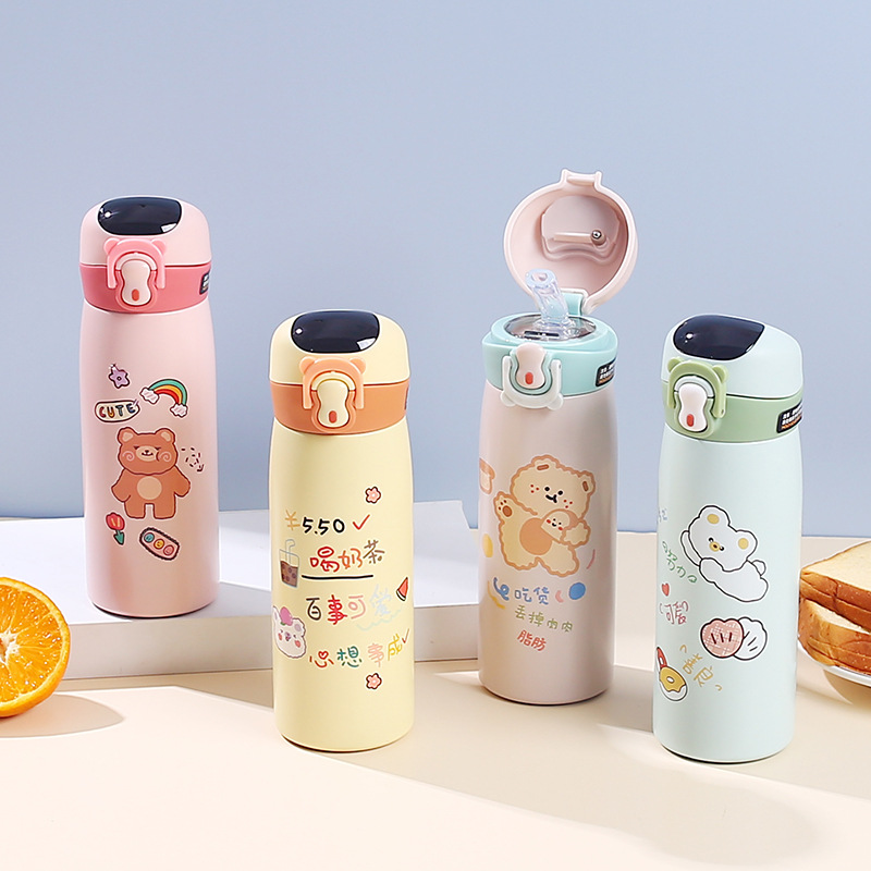 Smart insulated cups, cute straws, children's insulated cups, 304 stainless steel student water cups, advertising gifts wholesale Specification image