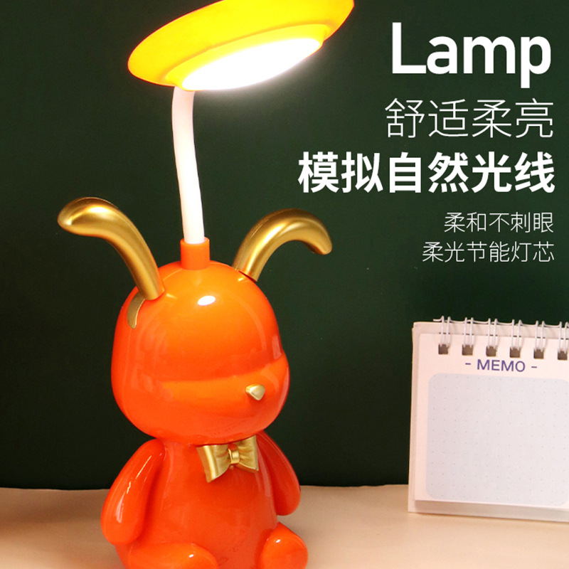 Cartoon Rabbit Violent Bear Led Small Table Lamp Hose Adjustable Angle Rechargeable Children's Room Eye Protection Learning Light details Picture