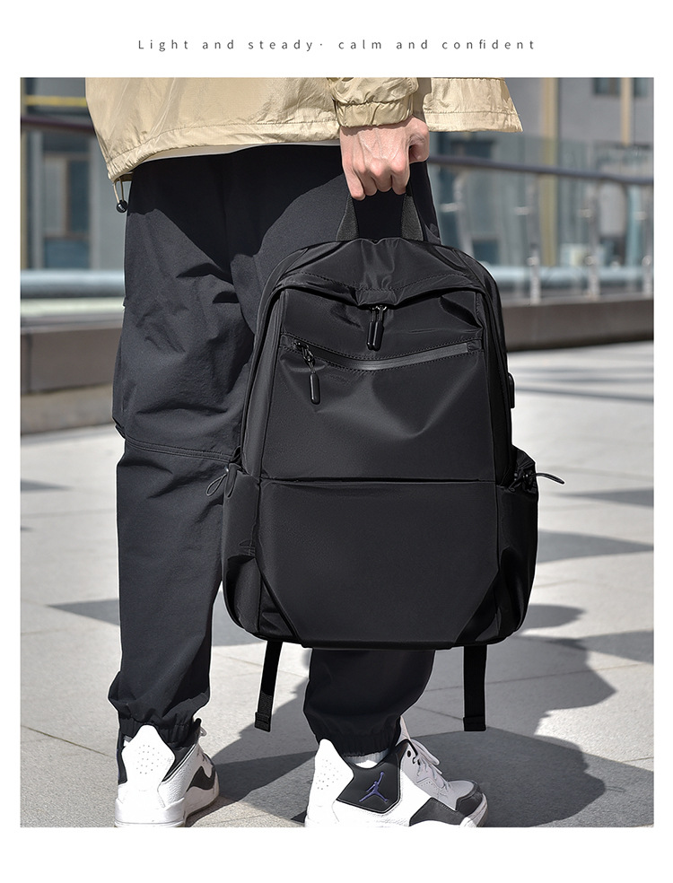 跨境外贸2025新款男士通勤双肩包大容量简约背包学生书包电脑包详情16