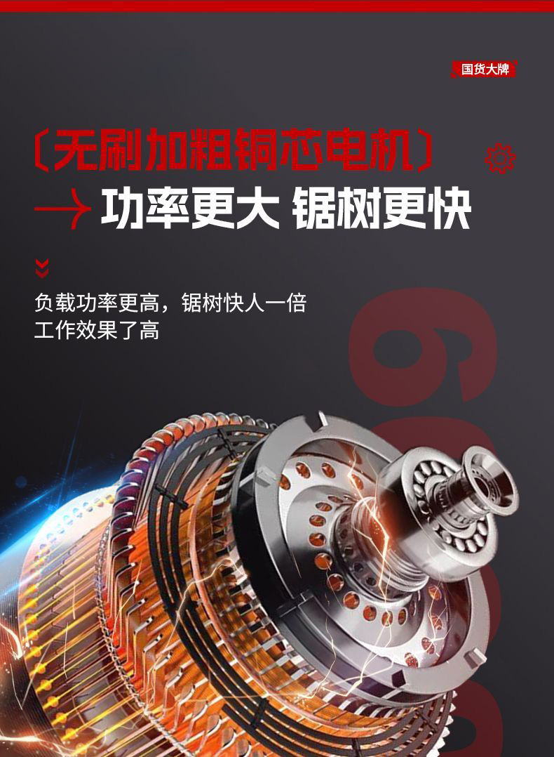 12/16寸无刷锂电锯充电电链锯园林木切割家用手持伐木修枝锯跨境详情7