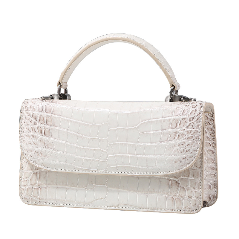 Himalayan White Crocodile Women Bag Belly Luxury Brand Small Square Bag Leather Handbag Shoulder Crossbody Bag Item Picture