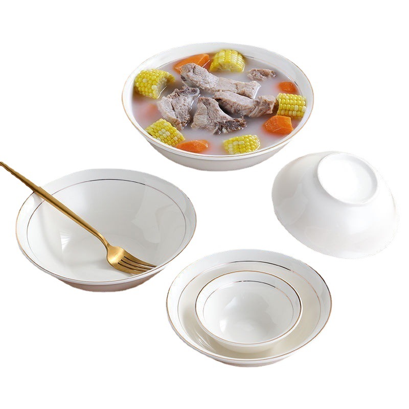 瓷碗商用欧式金边陶瓷斗碗饭店饭碗沙县汤碗面碗粥碗拌面碗混沌。