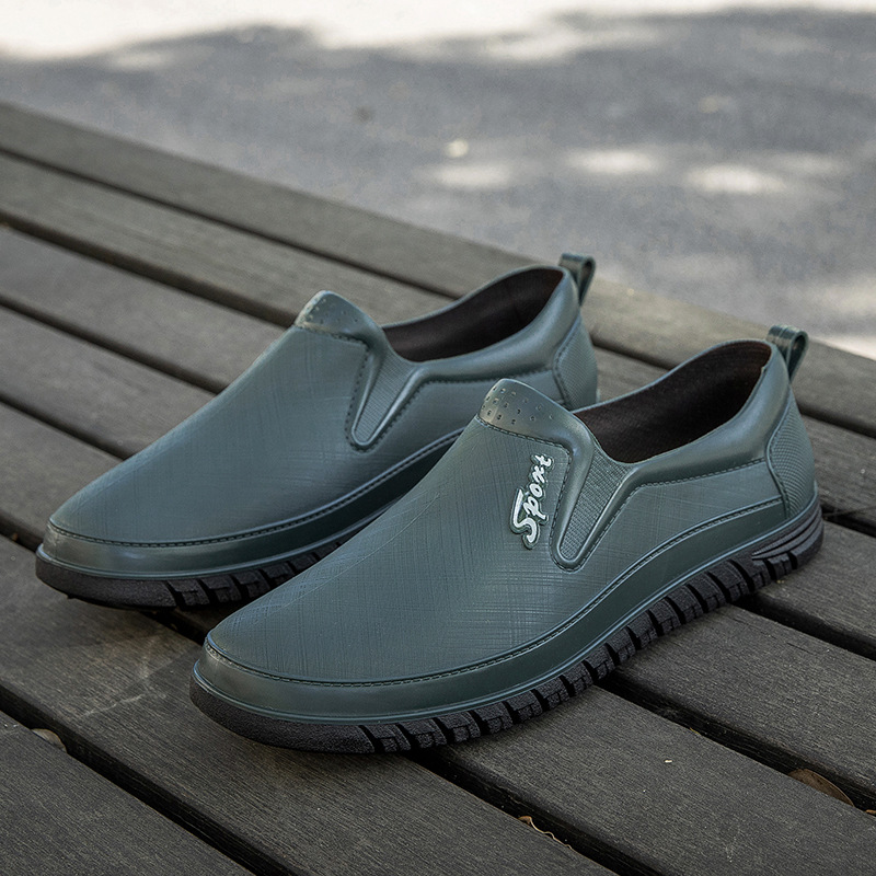 Four-season low-top men's waterproof shoes, short-top fashionable adult rain boots, anti-slip and wear-resistant outerwear, kitchen work plastic shoes