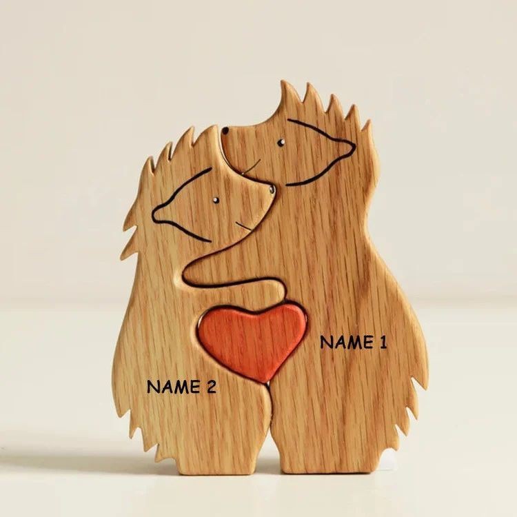 Europe And The United States Cross-Border Diy Handmade Wooden Crafts Mother And Child Bear Wooden Pet Jigsaw Puzzle Decoration Gift details Picture