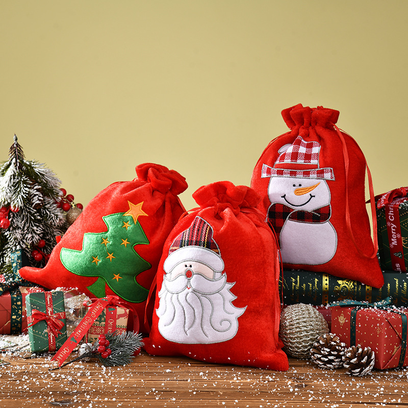 Christmas Gift Bag Wholesale Drawstring Gift Apple Bag Christmas Eve Wrapping Fabric Bag Christmas Children's Candy Bag