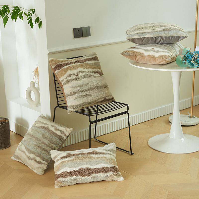 2022 New style plush pillowcase with texture, fluffy sand feel and color. Wholesale sofa pillow cushion cover Specification image