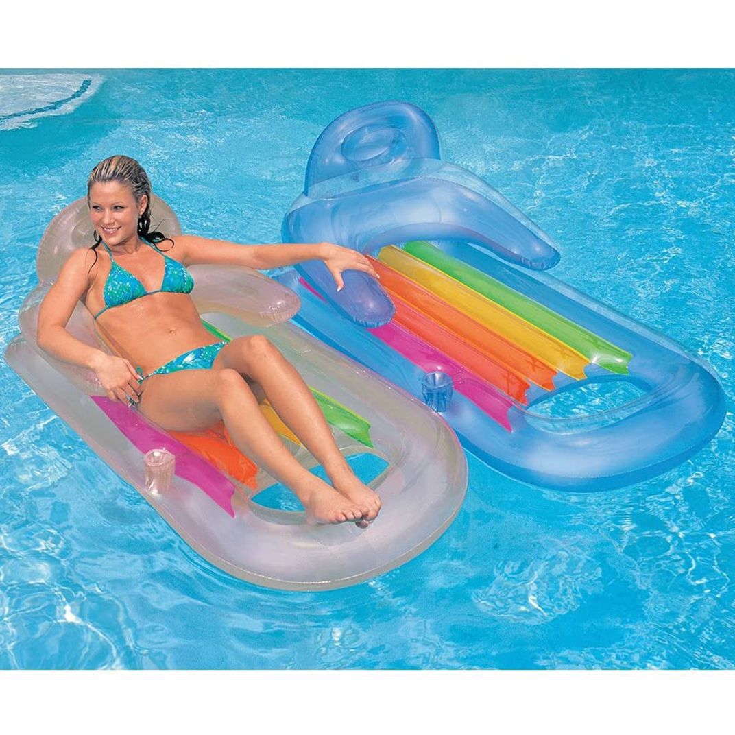 充气水上单人浮床 泳池吊床水上躺椅漂浮浮排图