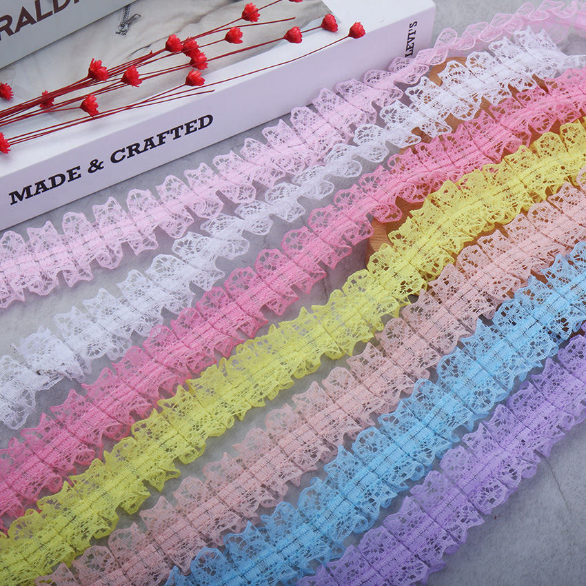 In stock: 3cm diamond lace pleated toys, bags, hair accessories, clothing, craftsmanship, mid-line fishbone discounted lace details Picture