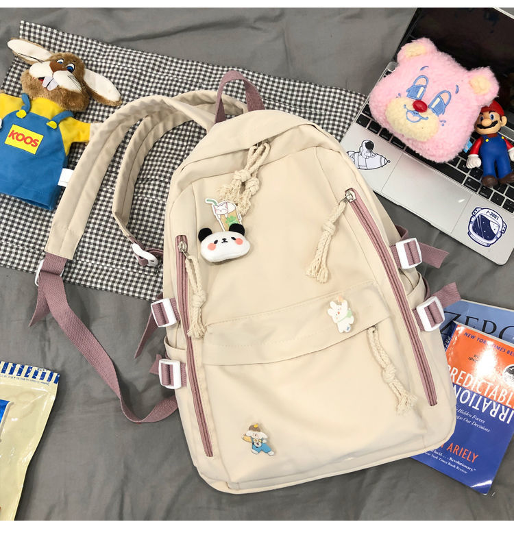 2024新款书包女学生韩版高中初中生双肩包可爱大容量ins简约背包详情12