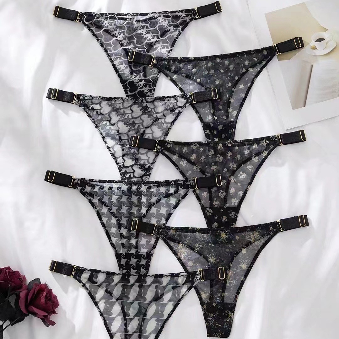 Wholesale of cross-border European and American style sexy printed mesh women's European-sized briefs that tempt women Item Picture