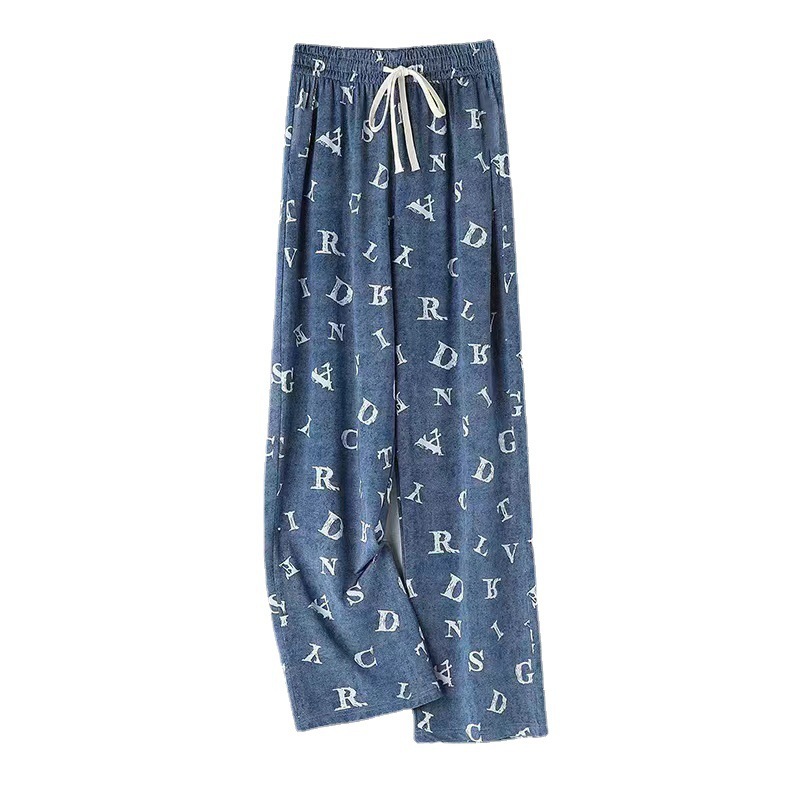 The new Korean-style ice silk denim narrow wide-leg pants for women in summer 2024 are fashionable, versatile and casual floor-length pants Item Picture