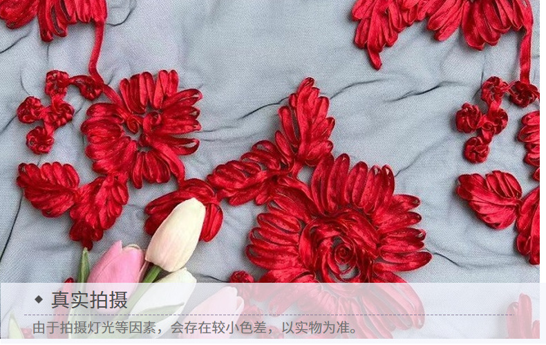 弘利科技 HLJC-332 厂家直销 新款立体网纱盘带芙蓉花绣 蕾丝童装花边 刺绣面料布料 支持剪米样 现货现发 订制详情10