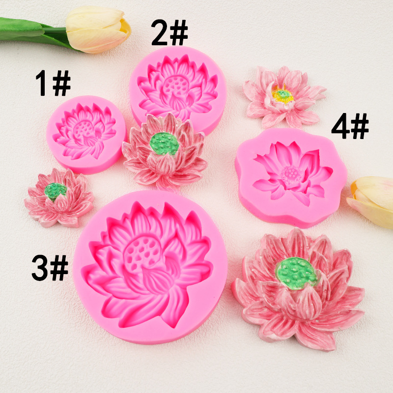 荷花莲花蜡烛香薰肥皂装饰手工滴胶巧克力翻糖蛋糕荷花硅胶模具