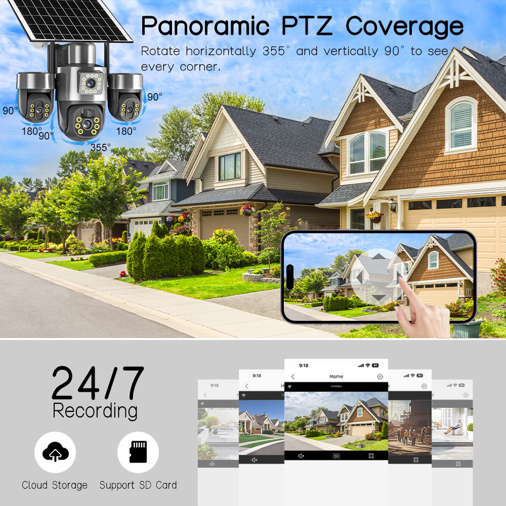 كاميرات V380Pro Sp6-12 المزودة تعمل بالطاقة الشمسية غير المزودة بأجهزة كهربائية 4G ترصد ارتفاع درجة الوضوح 4K Application Scenario