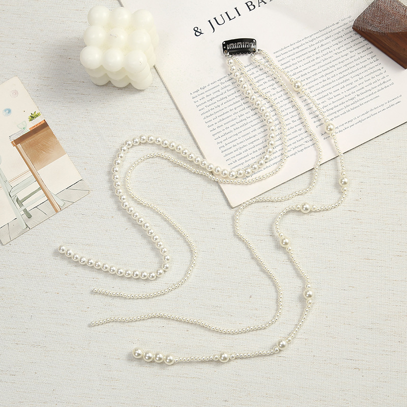 Celebrity-style pearl hair bands, fashionable and elegant, fringed braided hair chains, sweet and ethereal, Internet celebrity hair accessories and headwear wholesale, other hair accessories details Picture