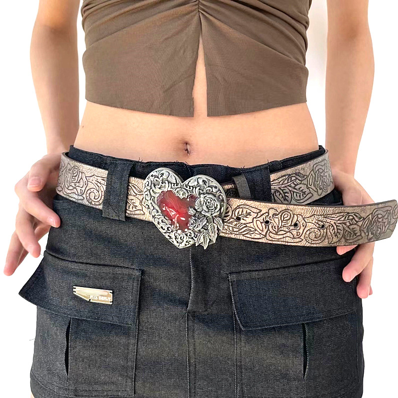 Punk Style Personality Retro Pressed Love Belt Y2k Spice Girls Everything With Gothic Dark Wind Belt For Men And Women details Picture