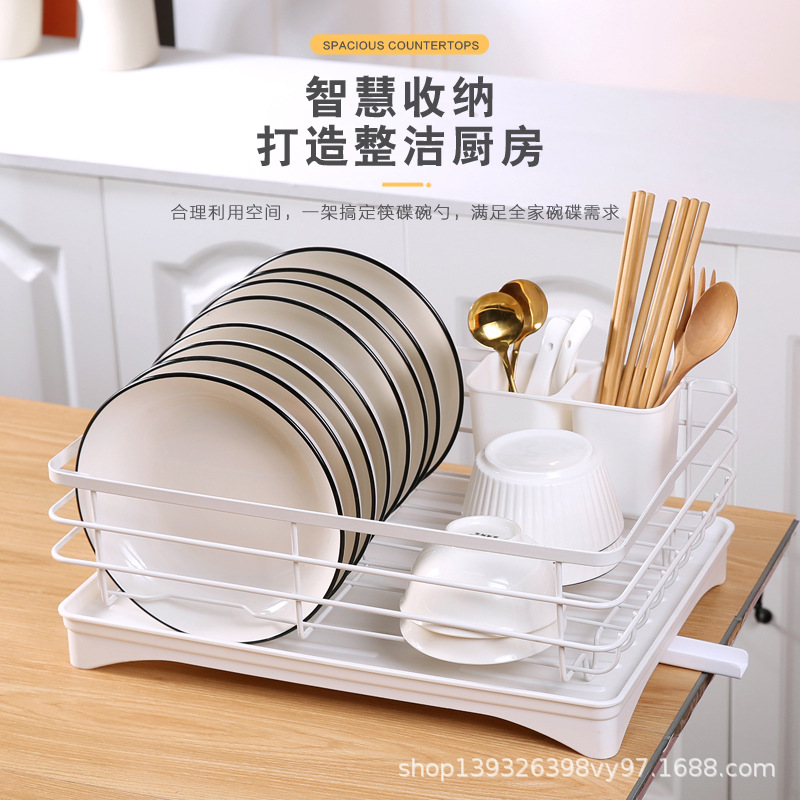 European-style bowl and plate draining rack, kitchen storage rack, bowl rack, draining basket, dish and bowl storage box, chopsticks and tableware, drying and draining Specification image