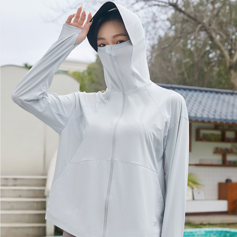 Ice-like breathable summer sun-protective clothing, upf50+ raw yarn sun-protective clothing, outdoor women's UV protection, detachable large brim Specification image