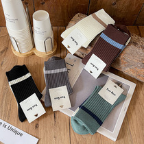 Socks men's socks autumn new long staple cotton trend men's socks double needle patchwork color medium tube socks men's long Yiwu cotton socks one piece hair replacement
