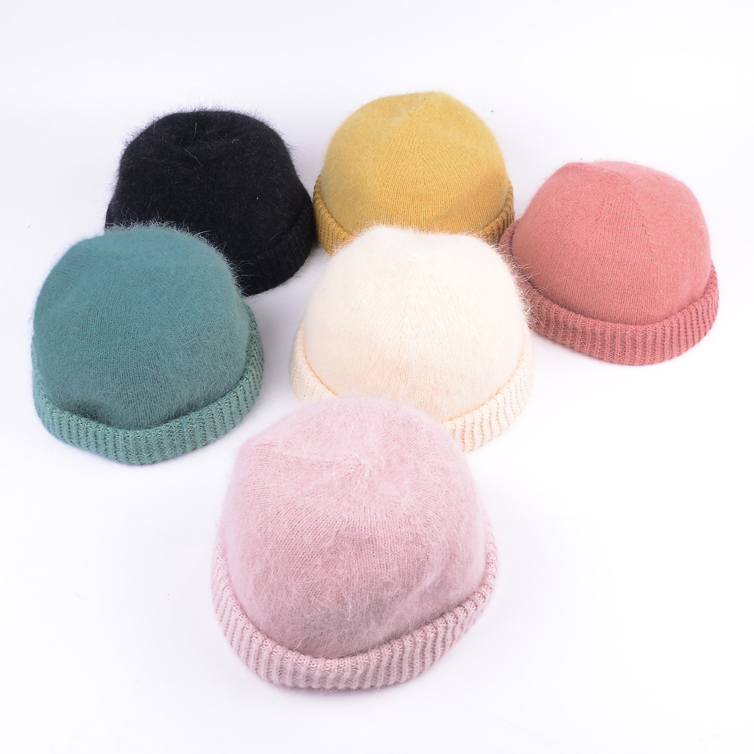 Watermelon Hat Autumn/Winter Male Yuppie Hat Winter Rabbit Hair Landlord Hat Female Hip Hop Plush Hat Shaved Vintage Melon Skin Hat