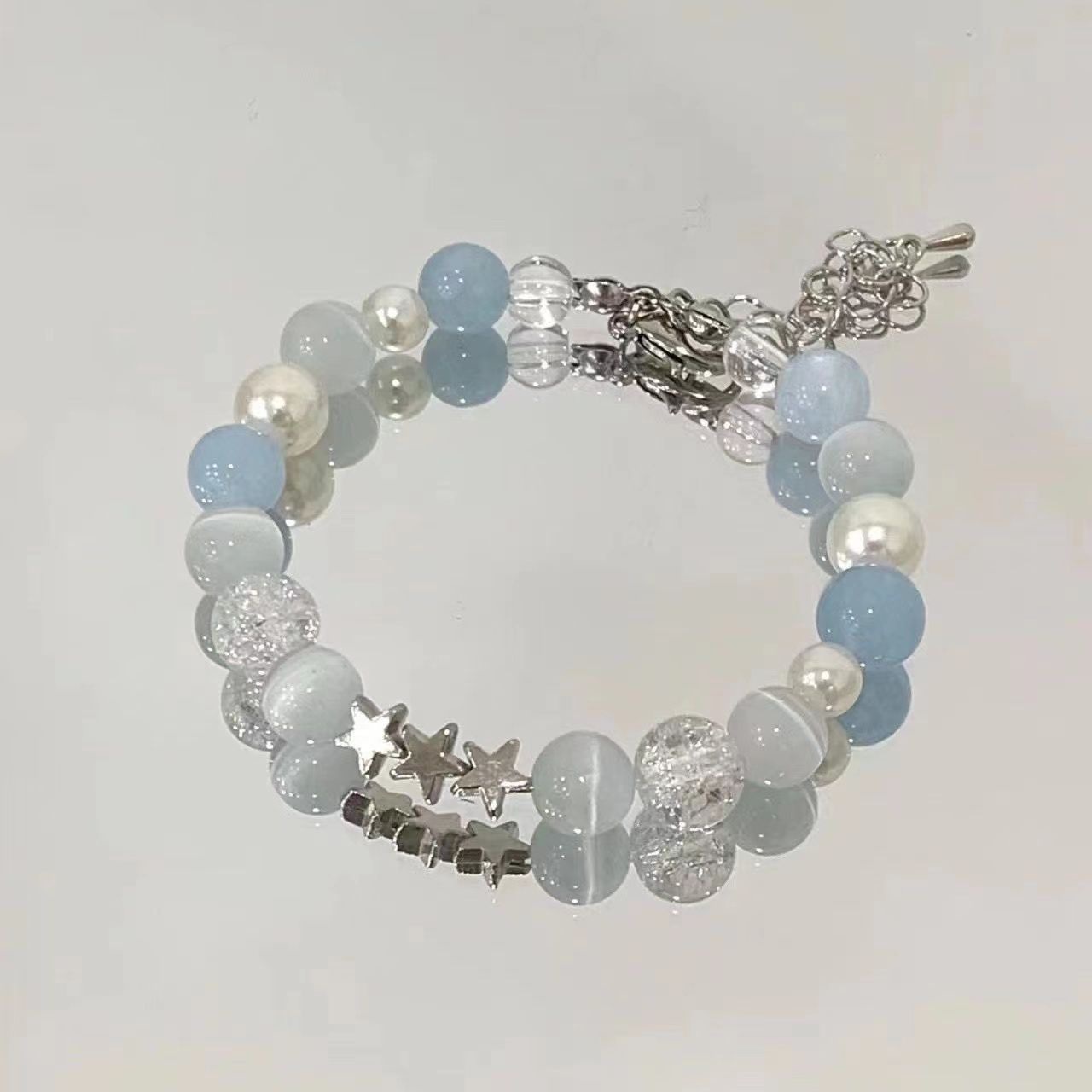【 Star Sea 】 Starry Blue beaded pearl bracelet, a niche design for women with a forest-themed high-end feel. A perfect gift for your best friend