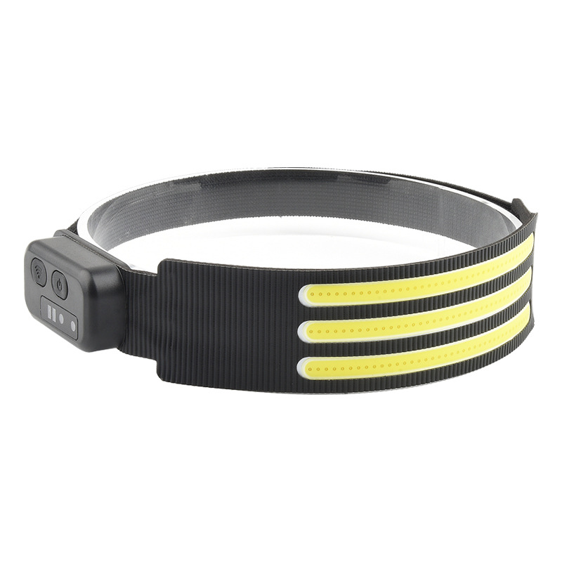 New hand-waving sensor TYPE-C rechargeable headlamp, outdoor strong light COB head-mounted cycling and running red and blue light Item Picture
