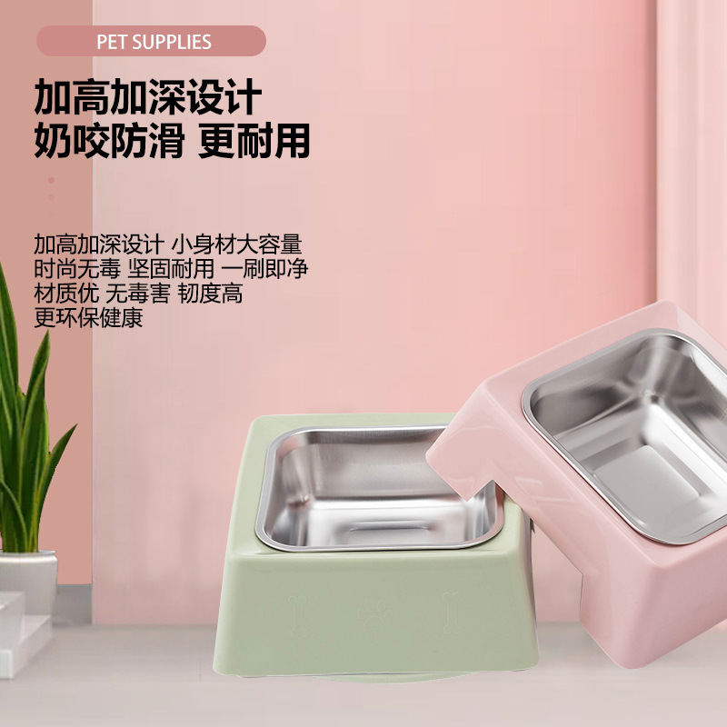 Pet stainless steel dog bowl, round stainless steel pet bowl, food bowl, cat bowl, dog bowl, pet bowl, stainless steel single bowl