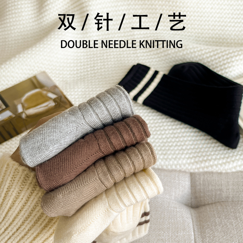 Socks · Street stall one-piece consignment, wool socks for women's new autumn and winter, warm cashmere pile socks, Zhuji long women's socks, double-needle mid-calf socks one-piece consignment details Picture
