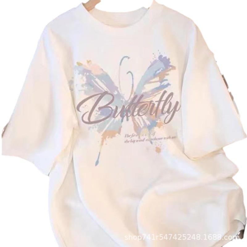 Summer wear 2024 new short-sleeved T-shirt for women, paired with Hong Kong-style chic women's wear and Korean-style loose half-sleeved T-shirt for hair delivery Item Picture