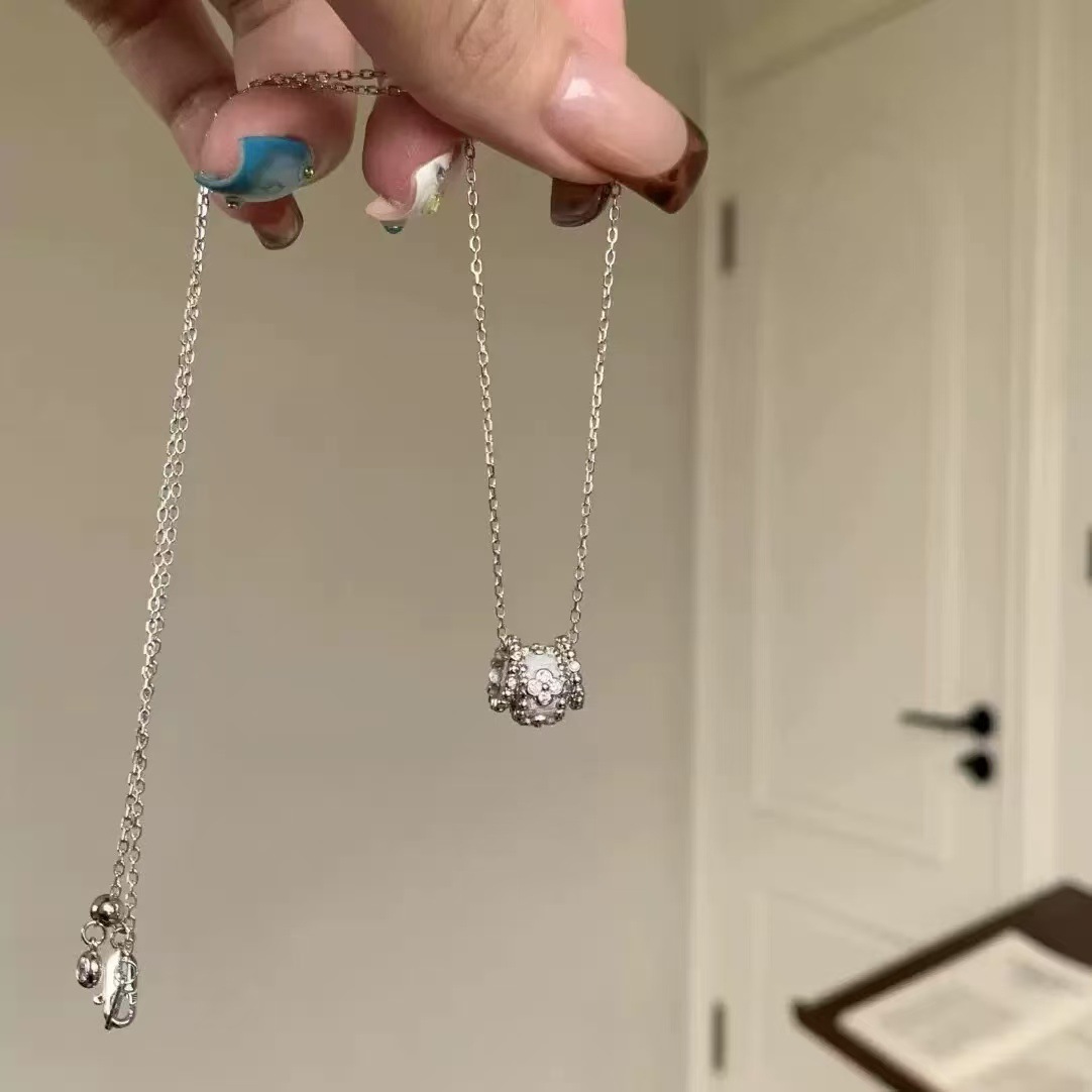 S925纯银Vintage风拉丝三环万花筒项链女轻奢小众设计精致饰品项饰详情3