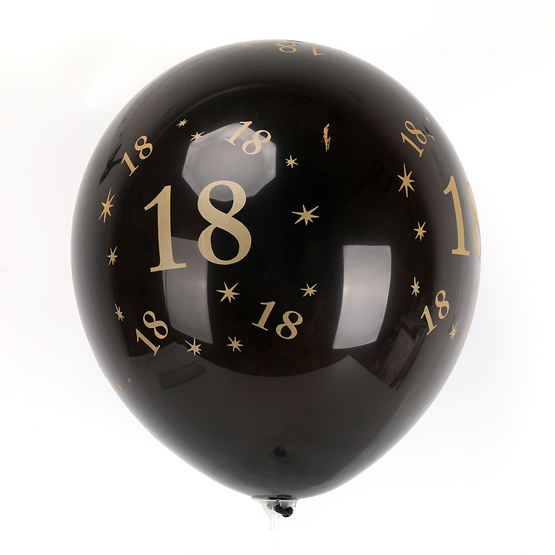 新款跨境黑金乳胶气球数字印花生日聚会派对主题装饰套装用品批发详情图4