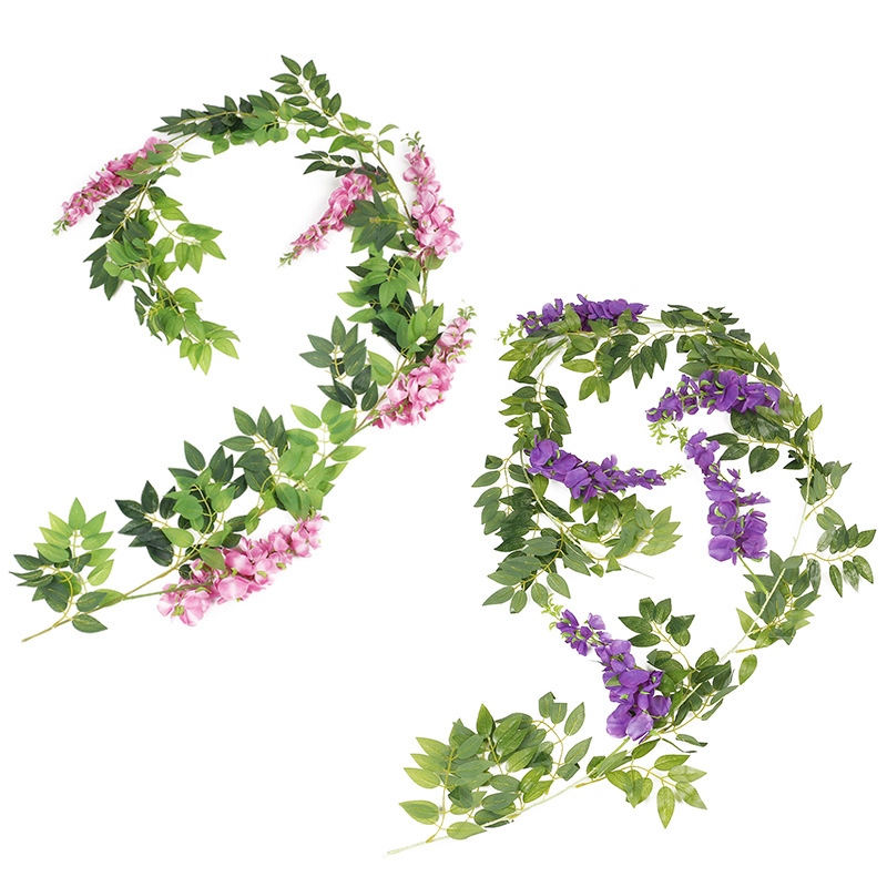 仿真紫藤花 藤条假花装饰花缠绕吊花塑料花藤蔓串花植物空调管