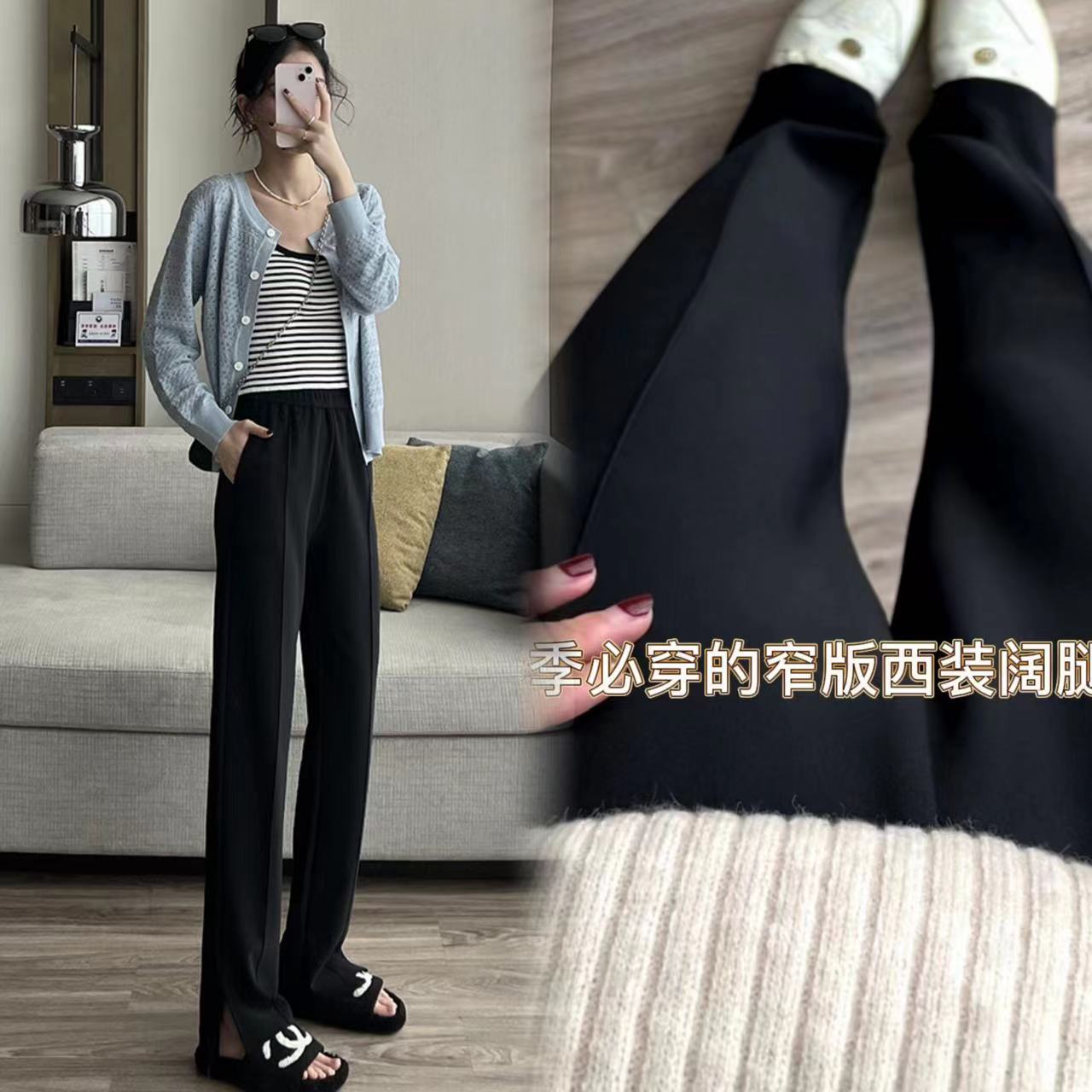 黑色开叉西装产品图