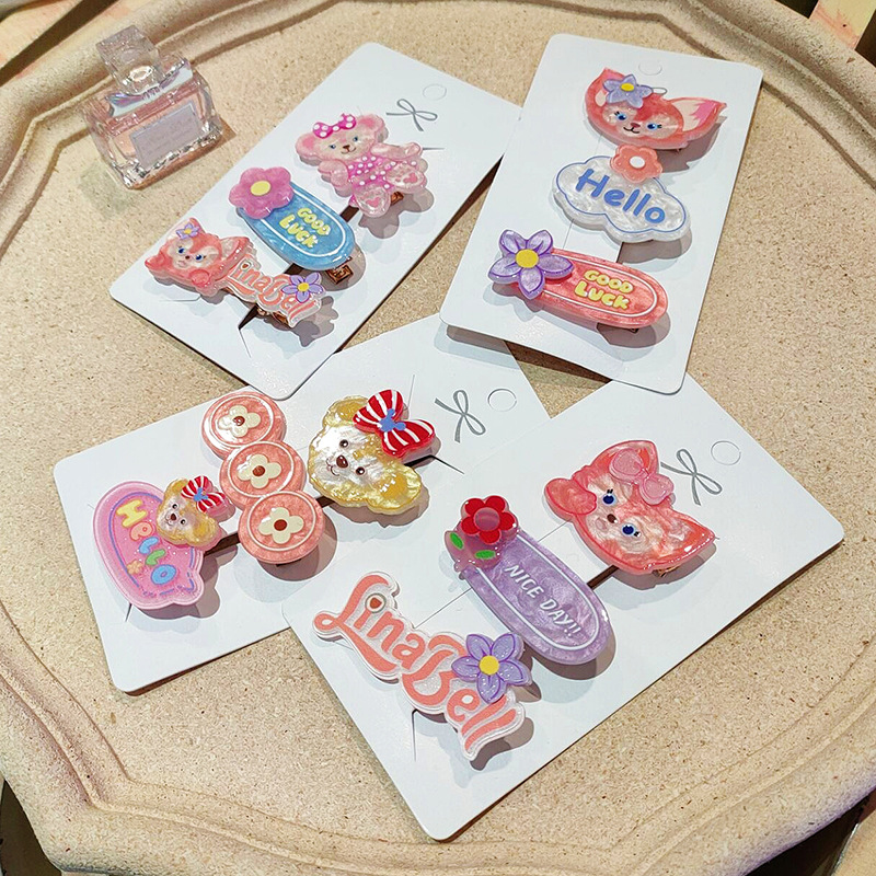 Korean Cartoon Children's Hair Clip Animal Hair Clip Girl Hair Accessories Cute Bunny Head Baby Bangs Clip Specification drawing