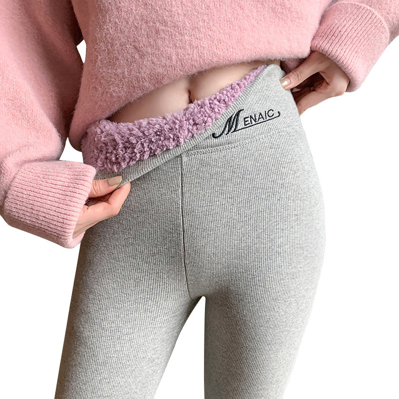 Extra-thick lamb fleece leggings for women in autumn and winter, thickened with fleece, high-waisted, slimming and warm cotton pants, large-sized and small-leg pants Item Picture