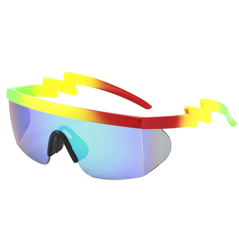 Wavy leg sunglasses, irregular and fashionable large-frame sunglasses for women, 19102 cross-border new sports cycling glasses for men Specification image