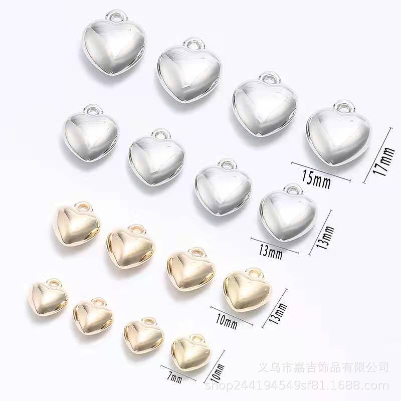 CCB银色桃心吊坠单吊心形塑料珠子DIY饰品配件批发礼品爱心形状详情4