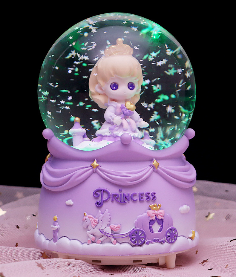 魔法城堡公主水晶球音乐盒可爱卡通马车八音盒发光旋转精品店批发详情6