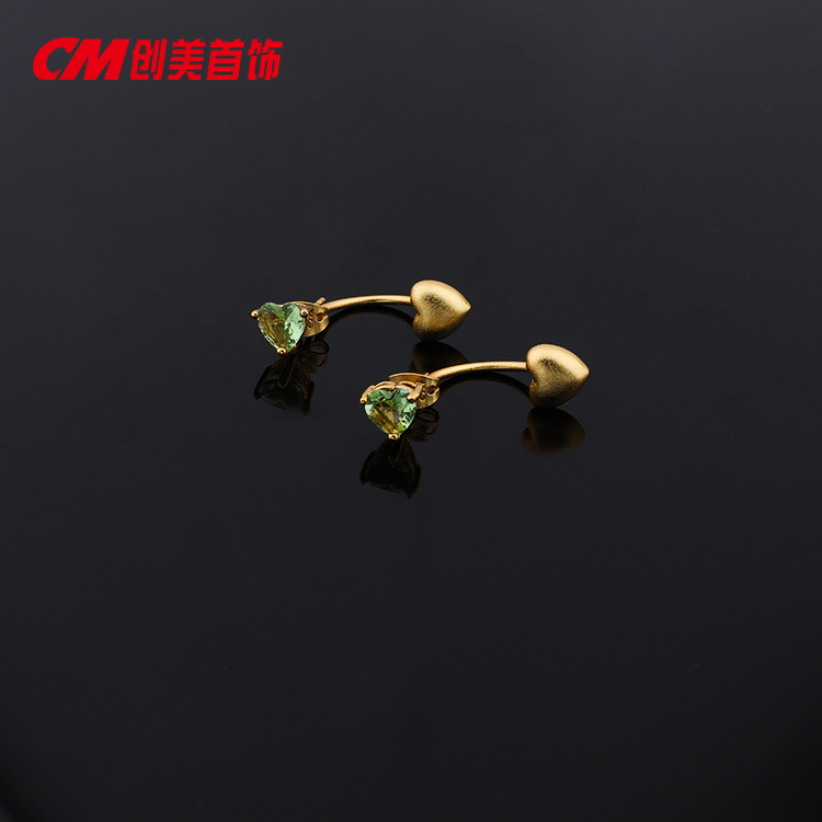 Chuangmei Jewelry 24K gold-plated artificial gemstone stud earrings, European and American retro fashion trend zircon earrings for women Item Picture