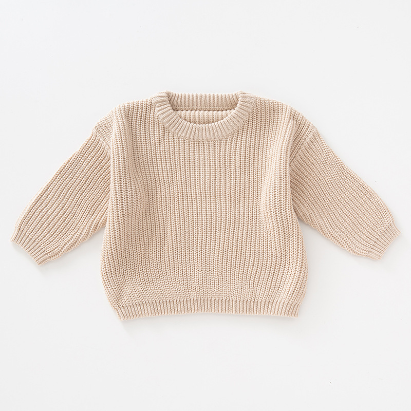 Hot-selling children's pullover knitted sweaters for export, solid-color girls' sweaters for export from Europe and America in stock Item Picture