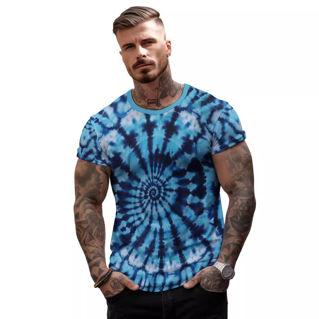 2024 Summer new cross-border European and American 3D printed loose men's short-sleeved T-shirt