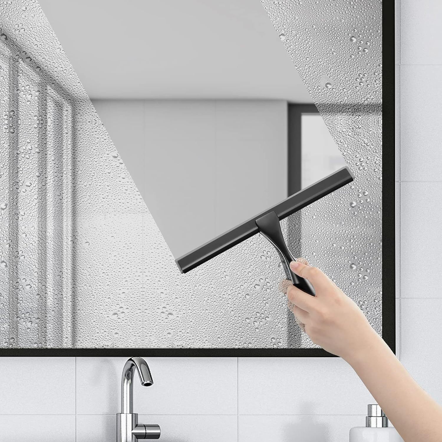 Cross-Border Direct Black Home Glass Wiper Utility Single-Side Manual Wiper Kitchen Stainless Steel Wiper Application Scenario