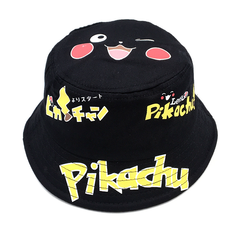 New Children's Cartoon Fisherman Hat Pokemon Shade Hat Pikachu Boys And Girls Hats Pure Cotton Basin Hats details Picture